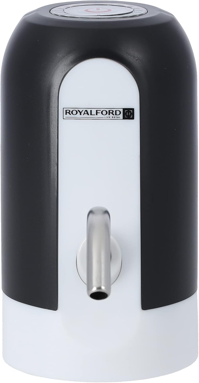 Royalford One Touch Automatic Water Dispenser RF10474 Powerful Battery Rechargeable with USB Cable No Water Leakage Rust-Proof, Stainless Steel Pipe 1200mAh